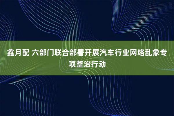 鑫月配 六部门联合部署开展汽车行业网络乱象专项整治行动