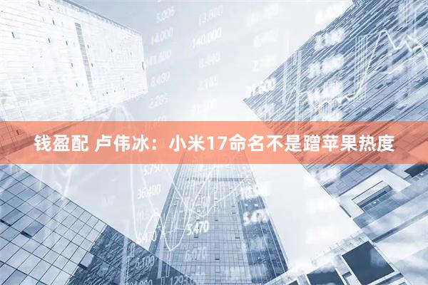 钱盈配 卢伟冰：小米17命名不是蹭苹果热度